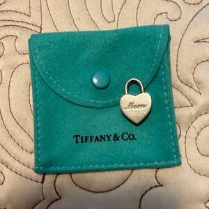 Tiffany & Co sterling silver Mom heart padlock charm & pouch